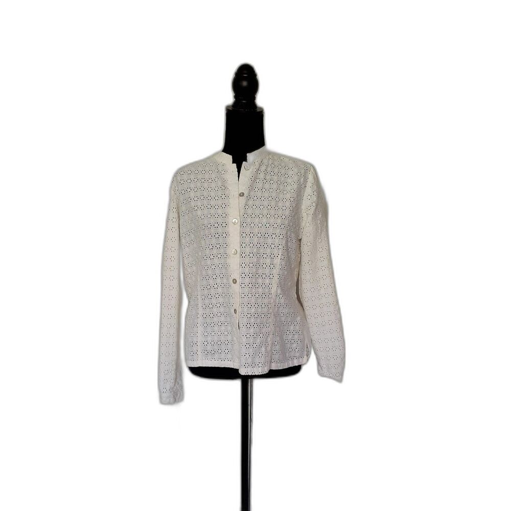 Vintage Kiko  Women's White Blouse bottom down  Size M # 152